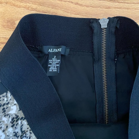 Alfani Skirt Women’s Sz 2 Black Taupe Cream Snake-print Ruffle Tiered Lined - Picture 5 of 9